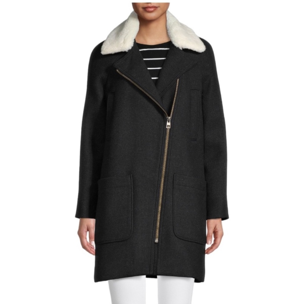 Madewell Eldridge Faux Fur Collar Wool Cashmere Coat